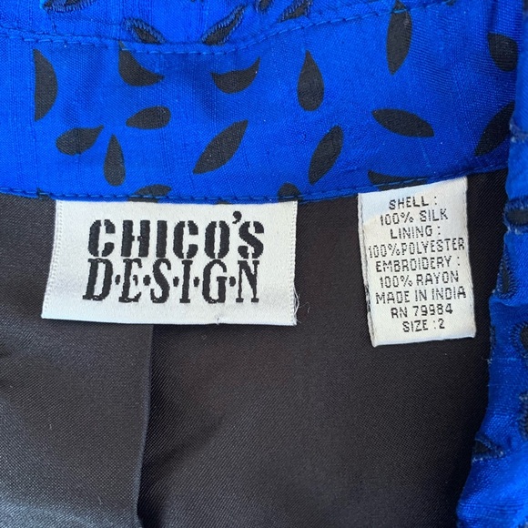 Vintage Chicos Design Silk Beaded Embroidered eyelet Jacket blouse Women Size 2 - Picture 6 of 7